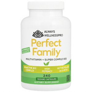 Perfect Family Multivitamin + Vitamin A, Methyl B12, Folate, Vitamin C, and Biotin, Iron Free, 240 Veggie Capsules